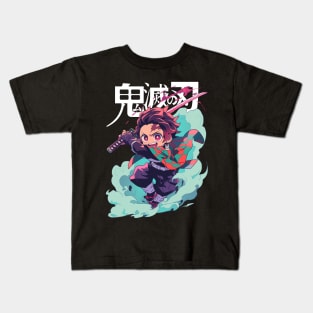 Tanjiro fire breathing sword fight Kids T-Shirt